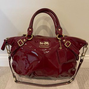 Coach Patent Burgundy Leather Satchel/Shoulder Bag
